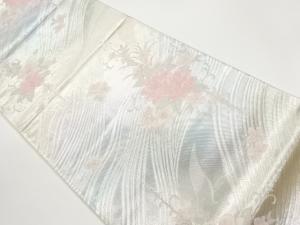 曲線に花唐草模様織出し袋帯